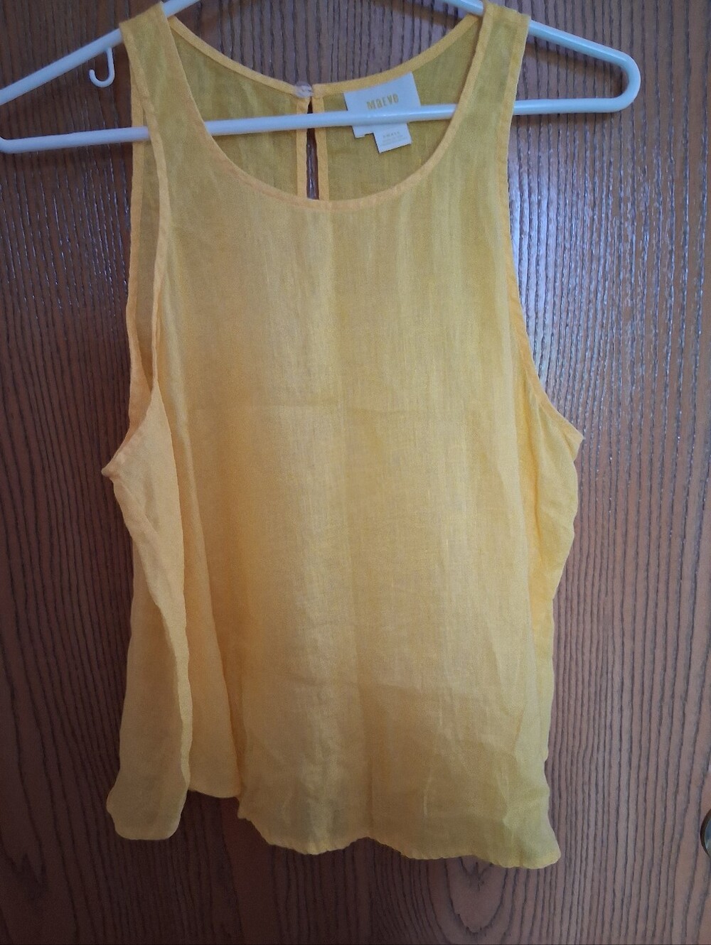 Maeve Yellow Sleeveless Linen-Blend Tank